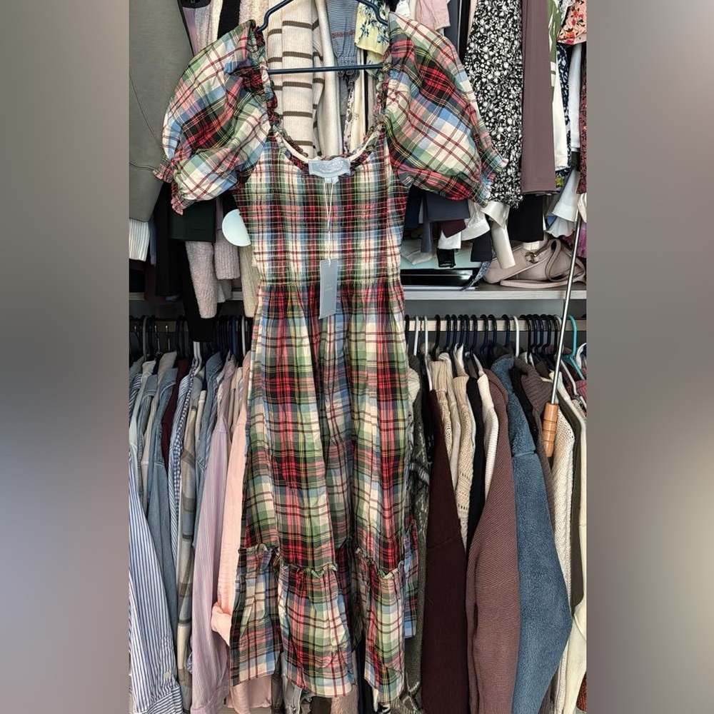 NWT Hill House Louisa Nap Dress in White Tartan - Small